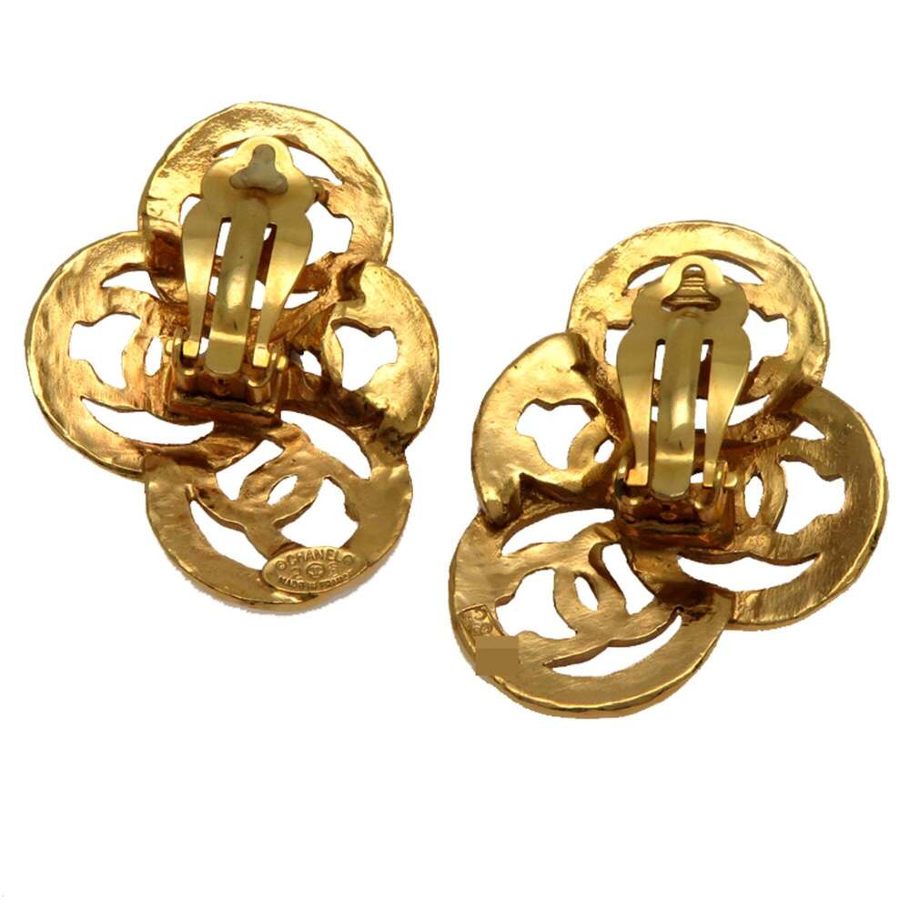 CHANEL Authentic Gold Logo Earrings - Picture 2 of 5